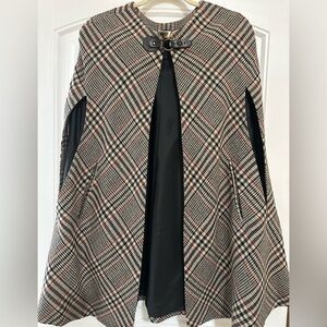 Orvis Plaid Poncho with Brown Buckle